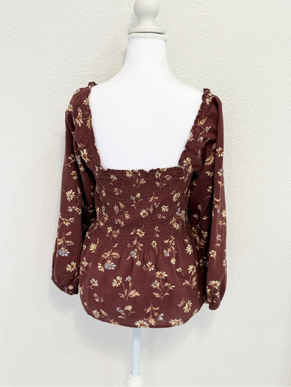 Madewell Lucie Smocked Square Neck Cotton Peplum Blouse - Picture 3 of 4